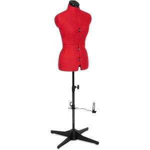 Maniquí de costura Adjustoform Sew Simple de color rojo sobre fondo blanco.